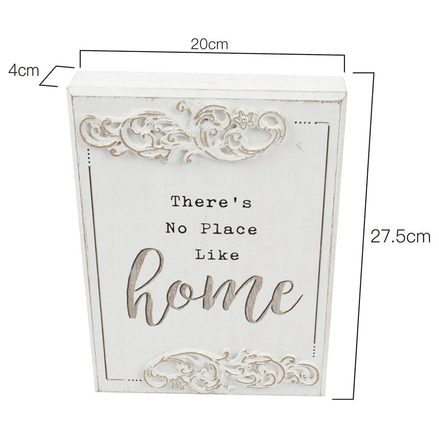 Wood-carved ’No Place Like Home’ Wall Art 20x27cm - Home &