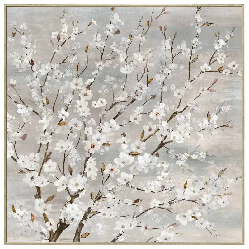 Wood Framed Blossom Canvas Wall Art 80cm - Home & Garden >