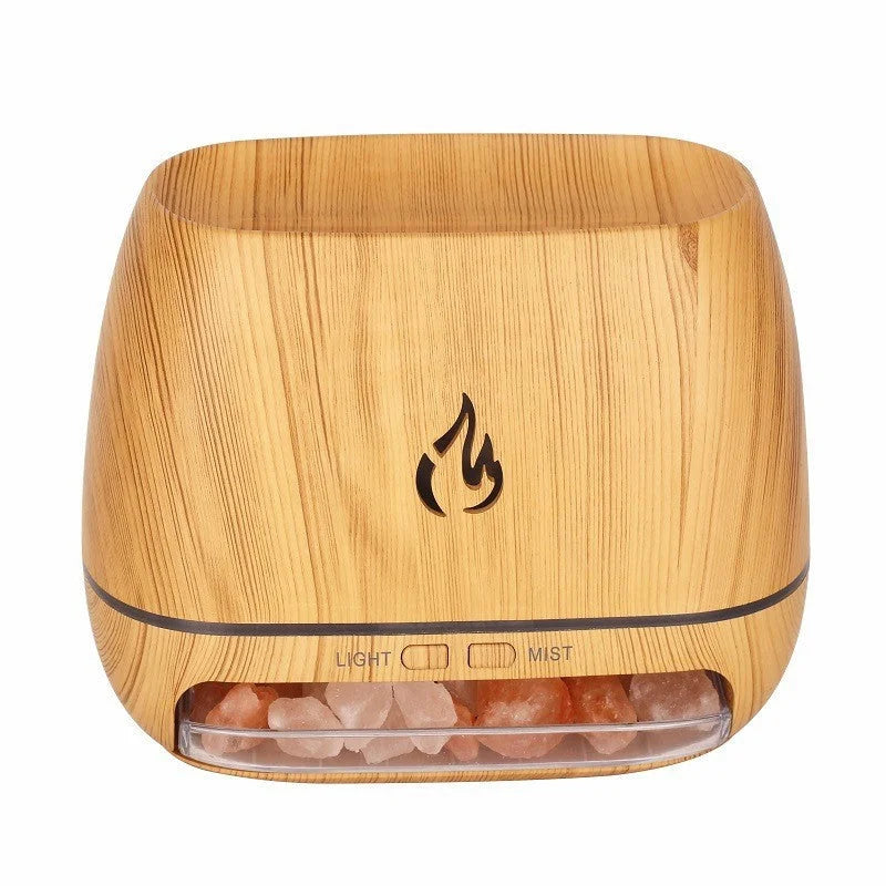 Wood Grain Color Himalayan Salt Flame Aroma Diffuser