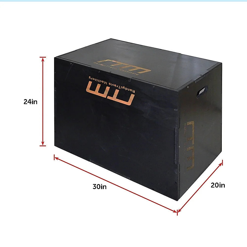 Wood Plyometric Jump Box 3-in-1 - Black - Fitness