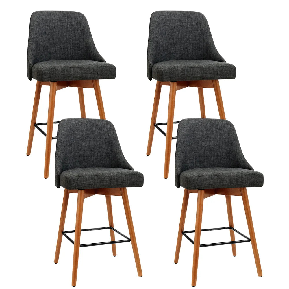 Set of four charcoal wooden dining chairs