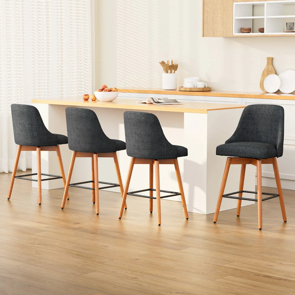 Wooden Bar Stools Set of 4 Swivel Bar Stool Kitchen Dining