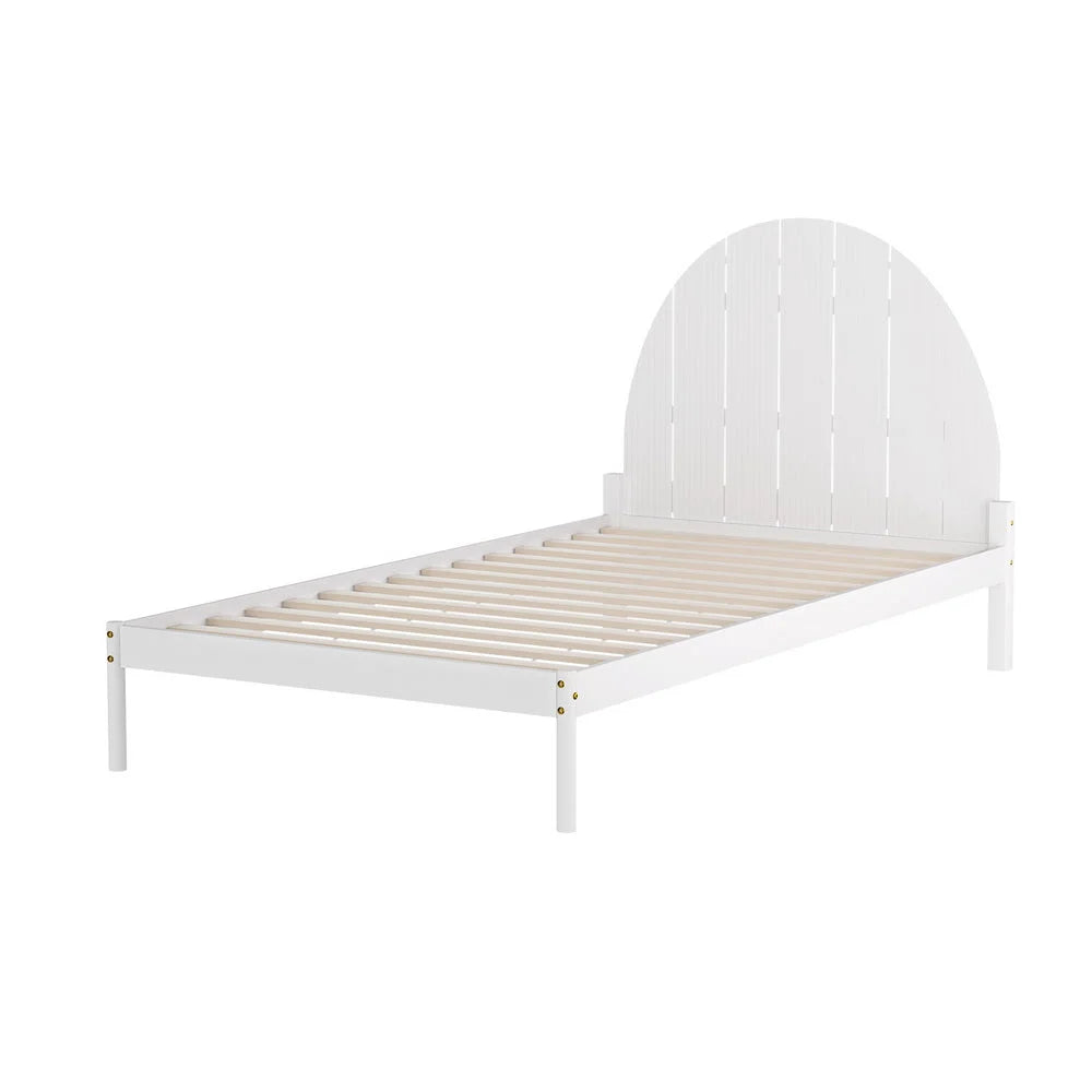 Wooden Bed Frame King Single Size - White DALY - Furniture