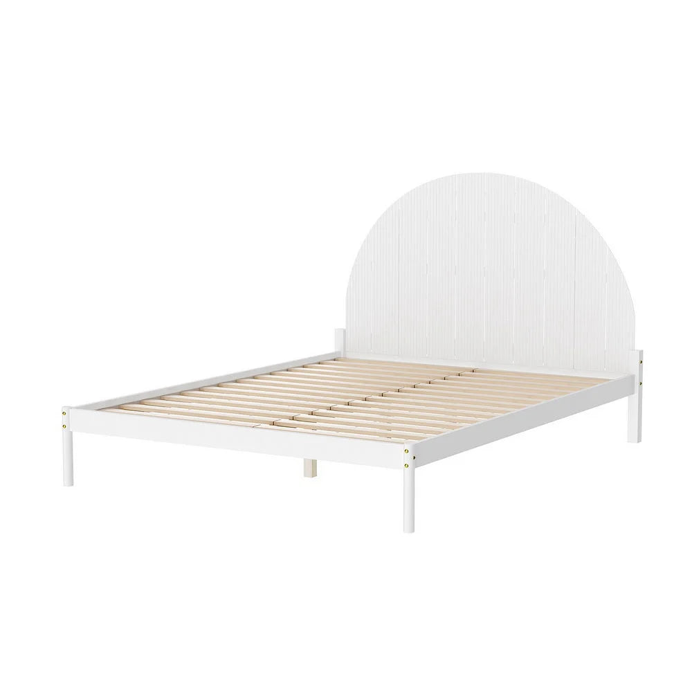 Wooden Bed Frame Queen Size - White DALY - Furniture