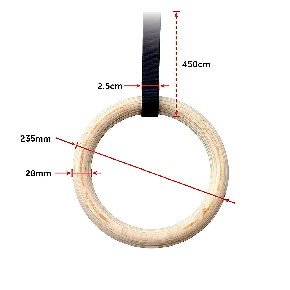 Wooden Gymnastic Rings Olympic Strength Training - 32mm