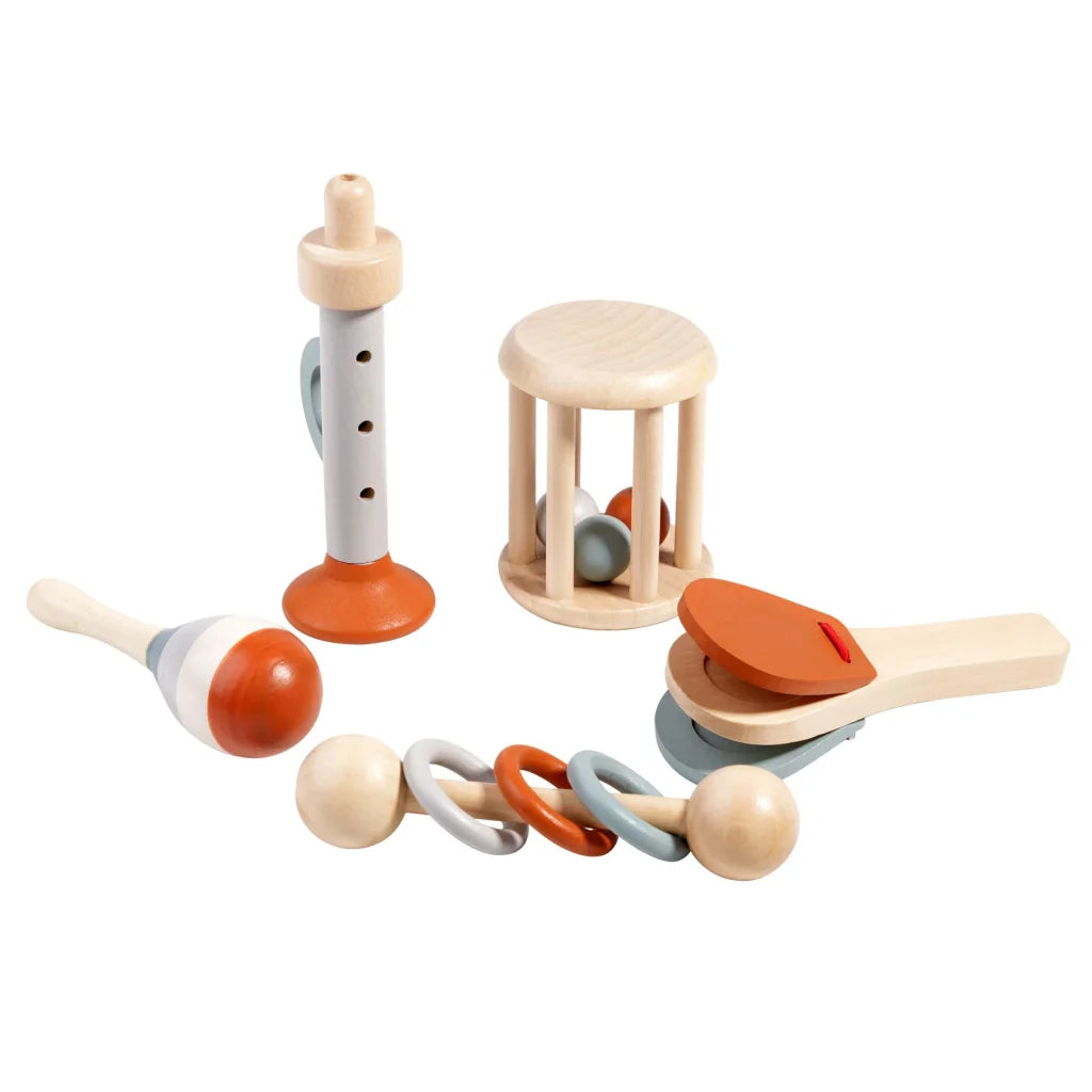 Wooden Orff Instrument Set for Kids – Includes Rattle