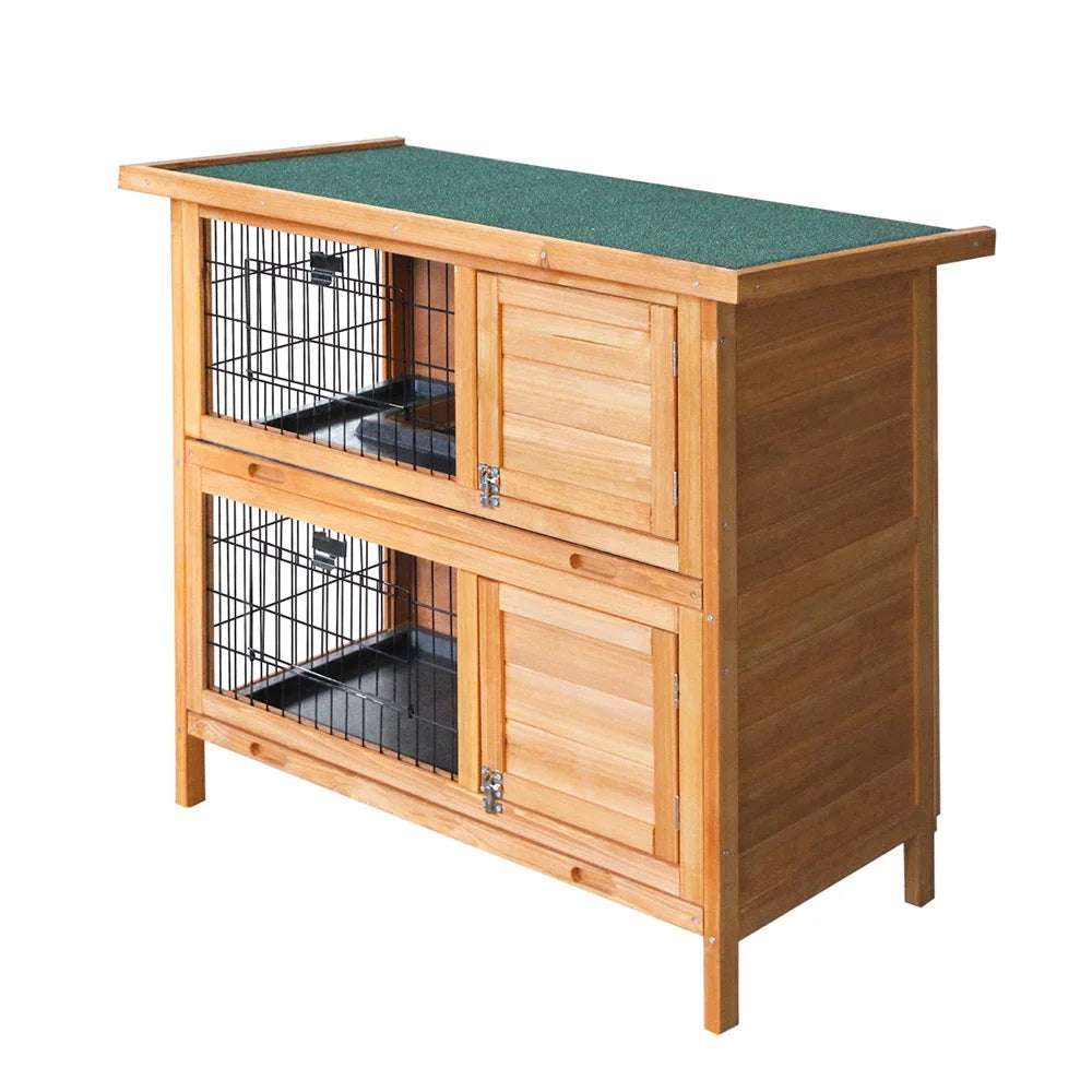 Wooden Rabbit Hutch 2 Storey - Coops & Hutches
