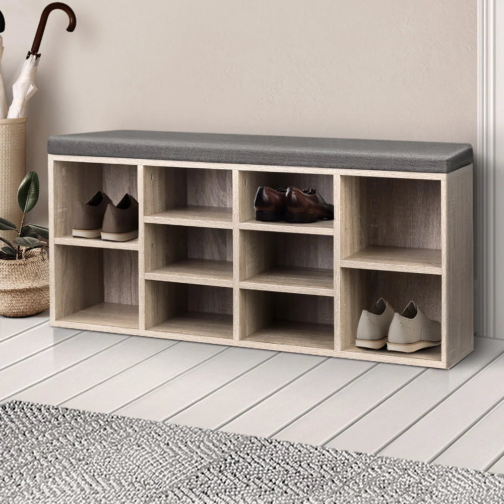 Wooden Shoe Rack Storage Bench - Living Room
