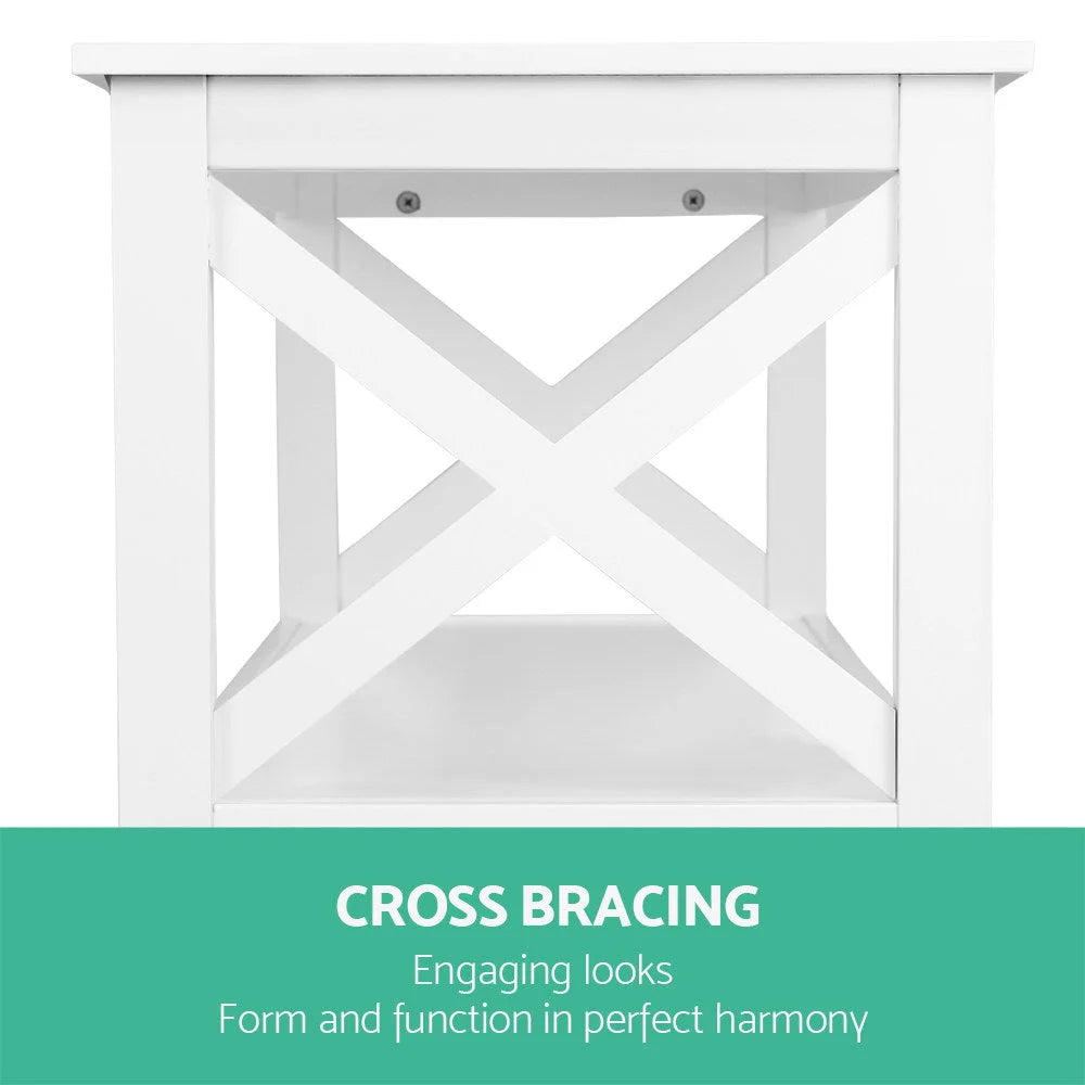 Wooden Storage Console Table - White - Living Room