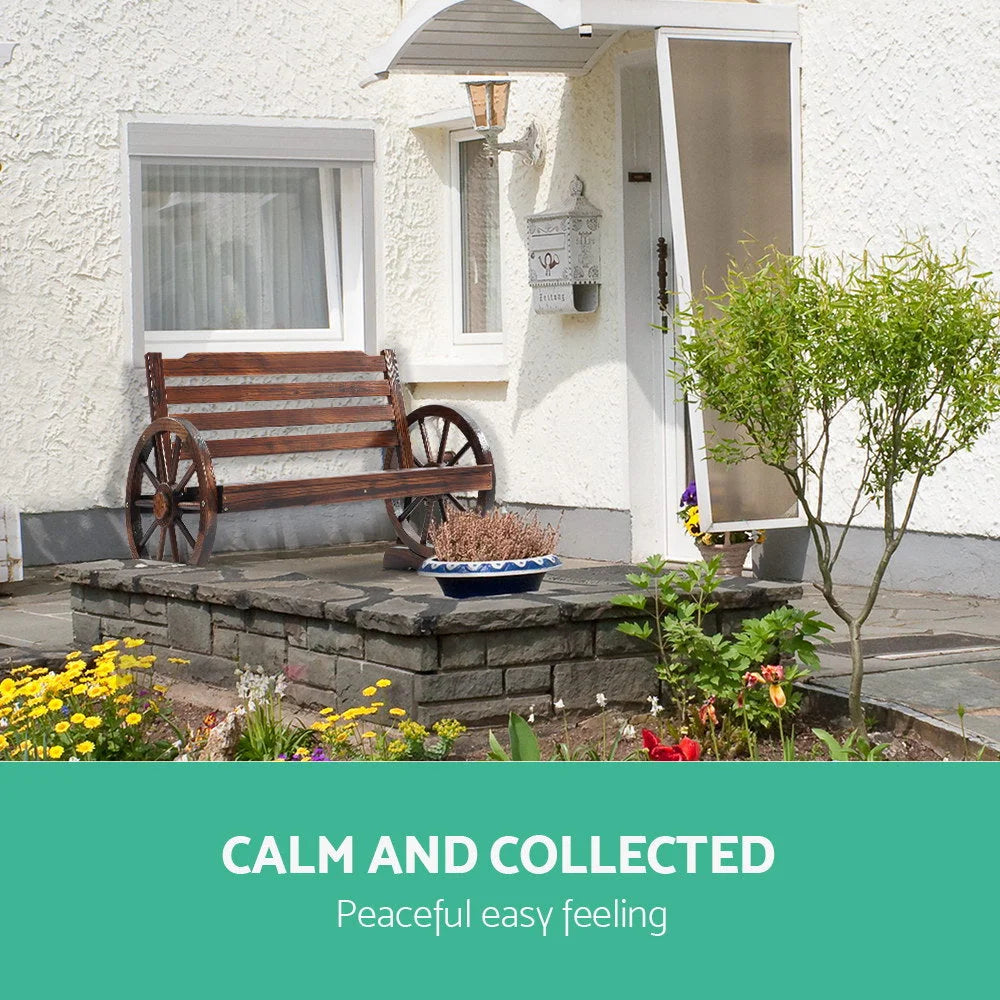 Wooden Wagon Wheel Bench Brown - Outdoor