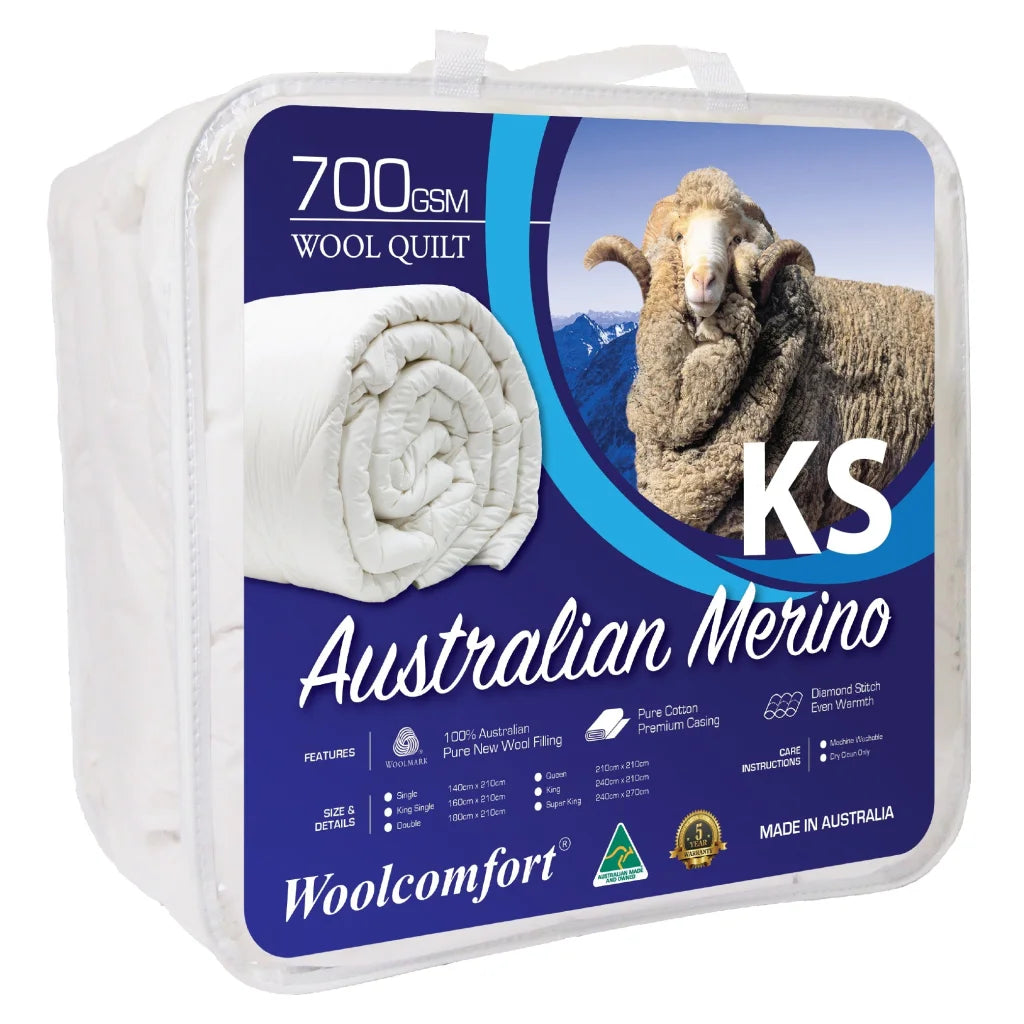 Woolcomfort Merino Wool Quilt Australian Made 700GSM King
