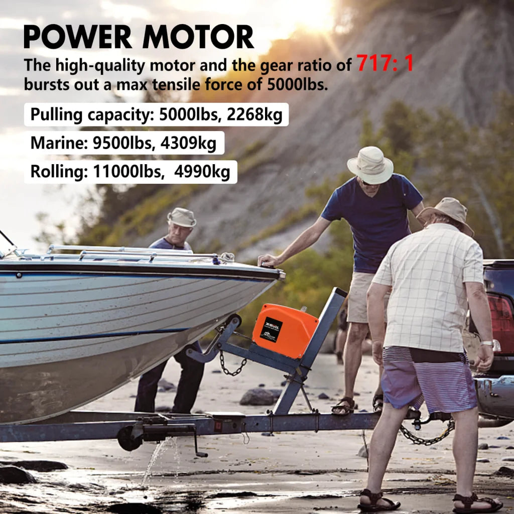 X-BULL 12V Electric Boat Winch 5000LBS Portable Wireless