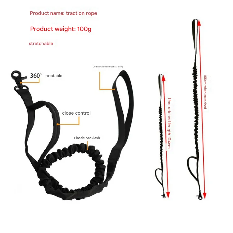 XL Black Hands-Free Dog Leash with Adjustable Waist Belt
