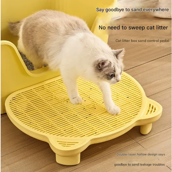 Yellow Elevated Cat Litter Trapping Mat - Dual-Layer