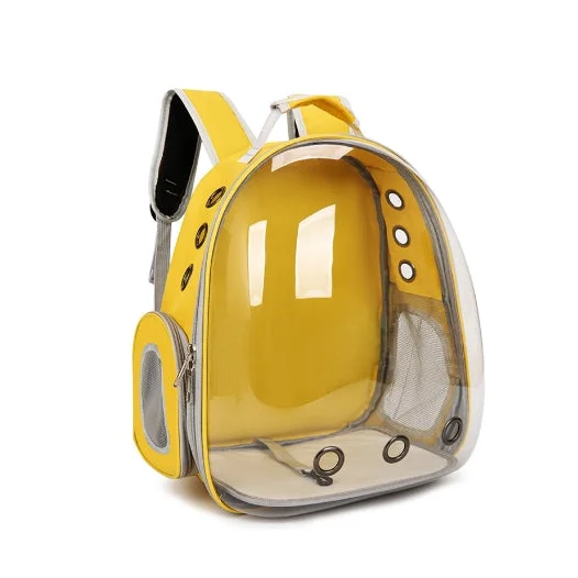 Yellow Pet Carrier Backpack with Transparent Window