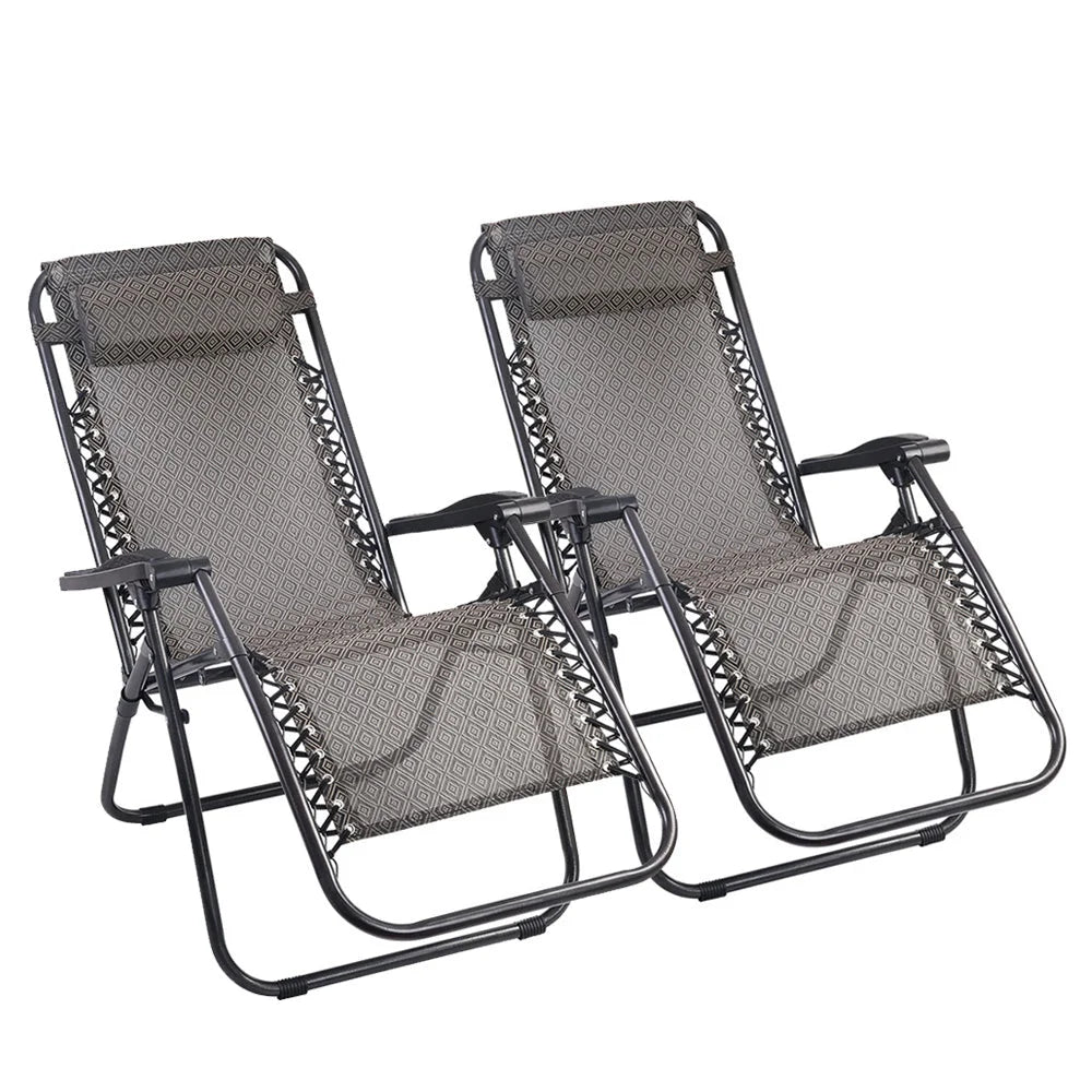 Zero Gravity Chair Set of 2 Reclining Outdoor Sun Lounge