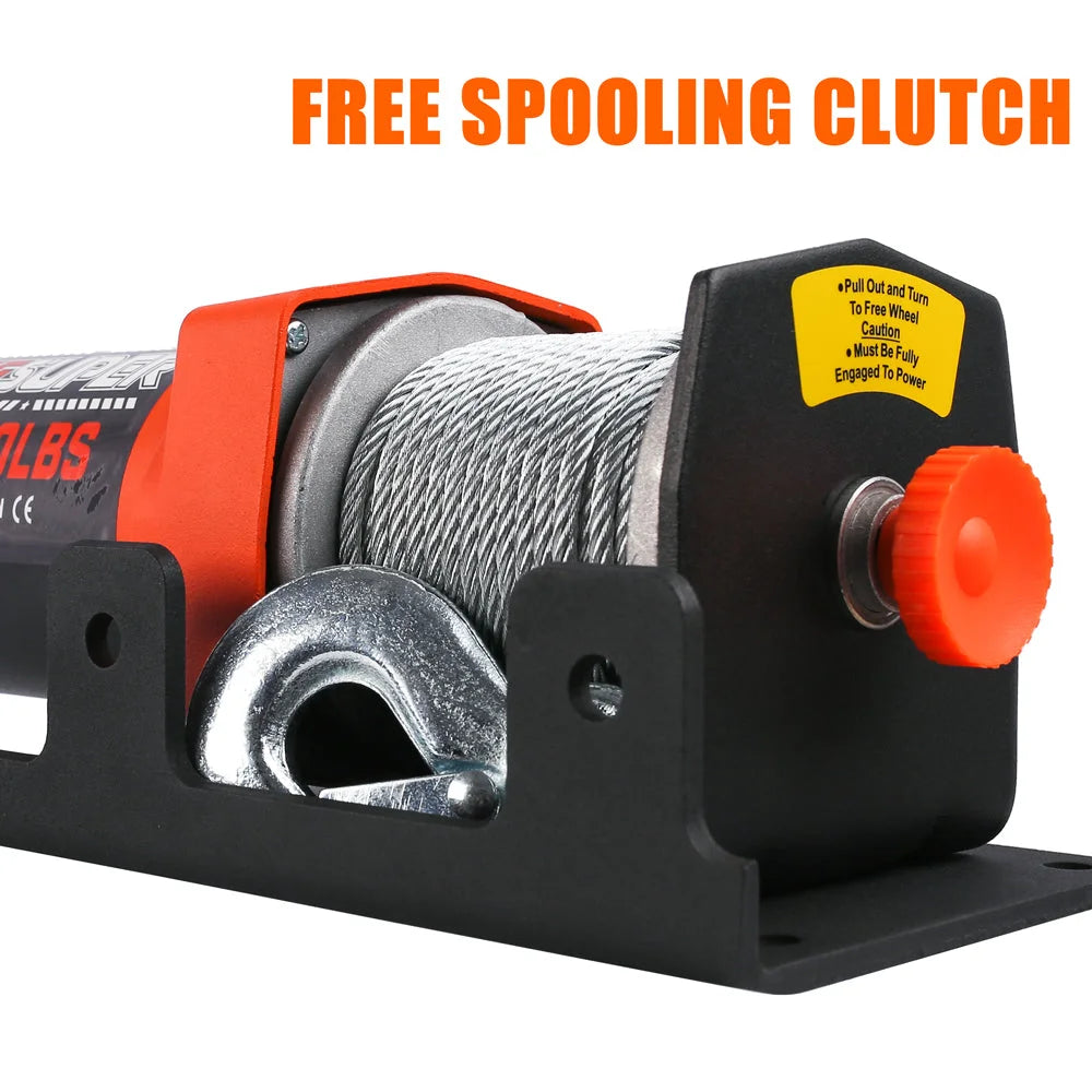 ZESUPER Winch 2500LBS/1134KG 12V 15.2M Steel Cable ATV UTV