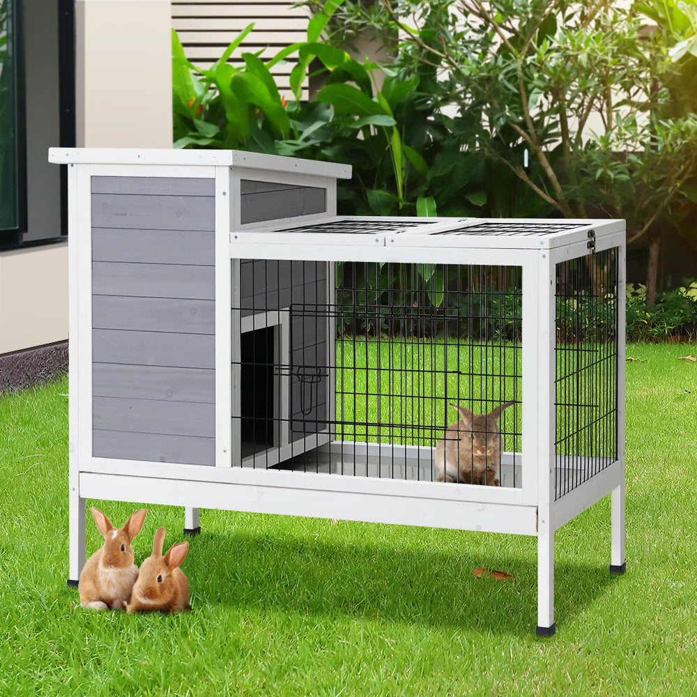 Rabbit Hutch Chicken Coop Wooden Ferret Cage Habitat House Outdoor homemygarden