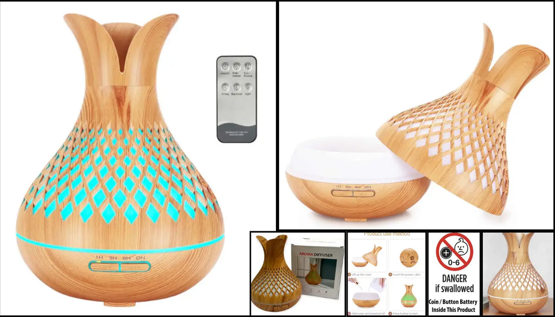 Aroma Diffuser Essential Oil with Remote - 500ml Vase