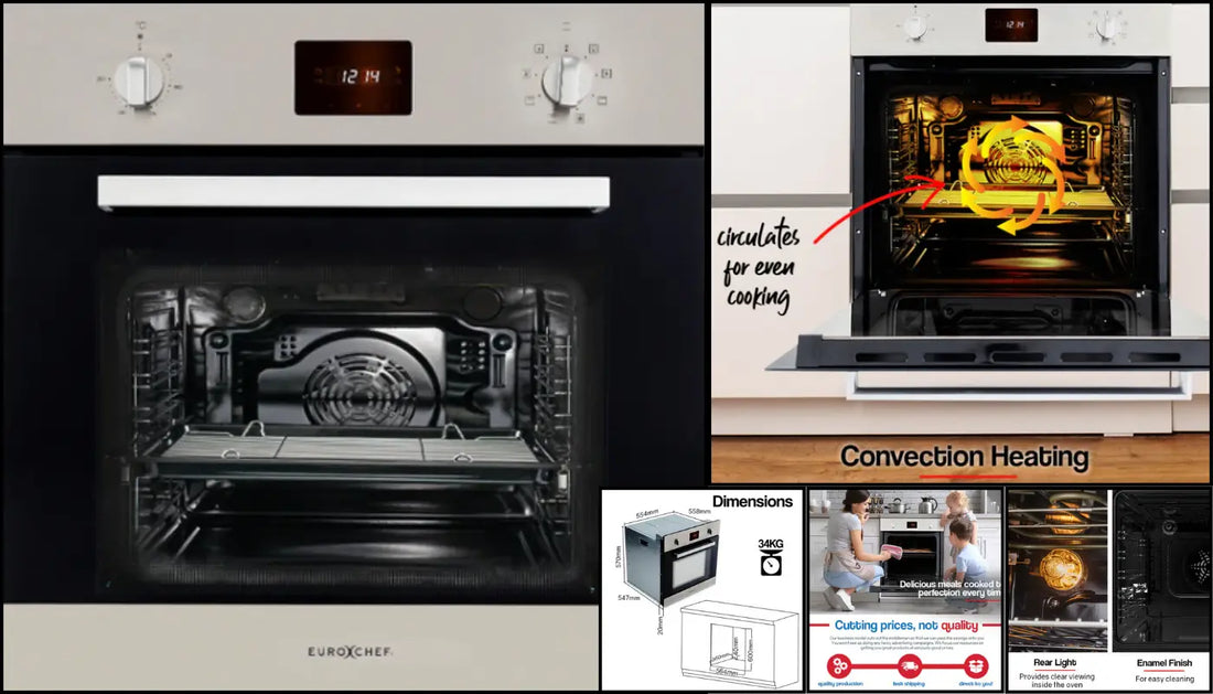 Built-in Oven Fan Forced 80L Stainless Steel - EuroChef
