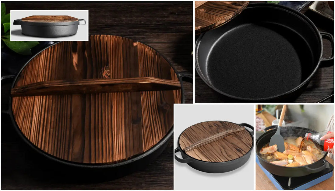 Cast Iron Deep Baking Pizza Pan Premium 35cm Round