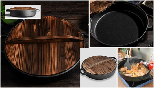 Cast Iron Deep Baking Pizza Pan Premium 35cm Round