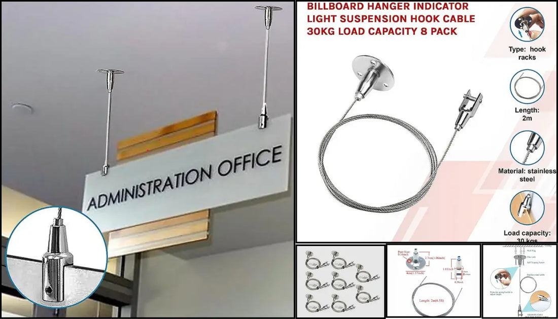 Billboard Hanger Indicator Light Suspension Hook Cable 30kg