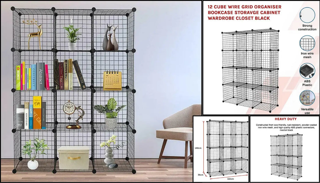 Cube Wire Grid Organizer Bookcase Storage Cabinet Wardrobe