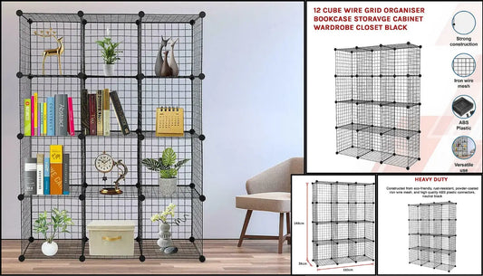 Cube Wire Grid Organizer Bookcase Storage Cabinet Wardrobe