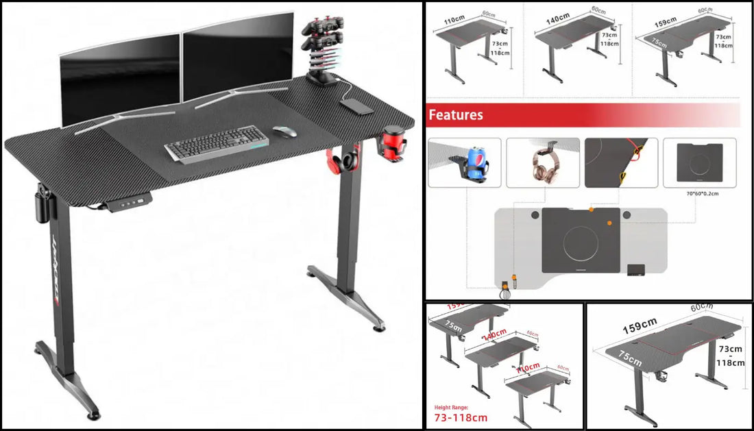 Gaming Standing Desk Home Office Lift Adjustable