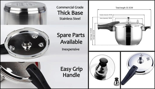 Pressure Cooker Premium 5L Commercial Grade Stainless Steel