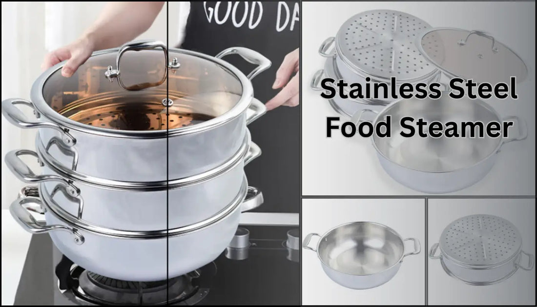 Stainless Steel Food Steamer 2X 3 Tier 32cm Heavy Duty