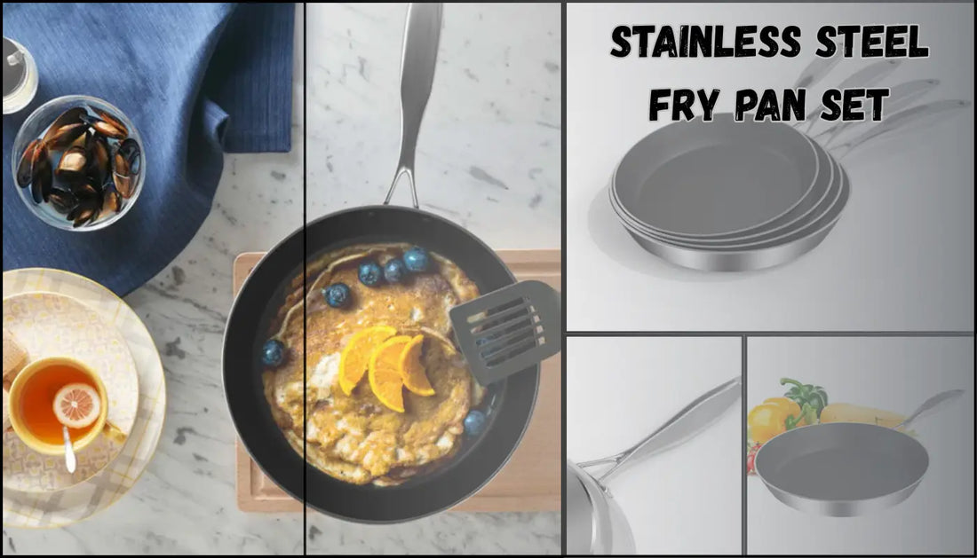Stainless Steel Fry Pan Set Premium 6X Induction Non-Stick