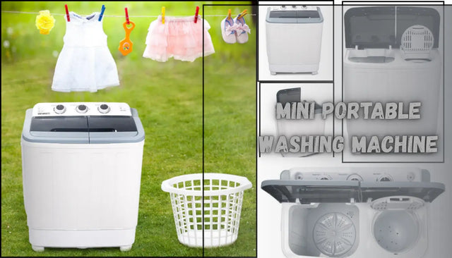 Compact washing machine with wash and spin compartment details