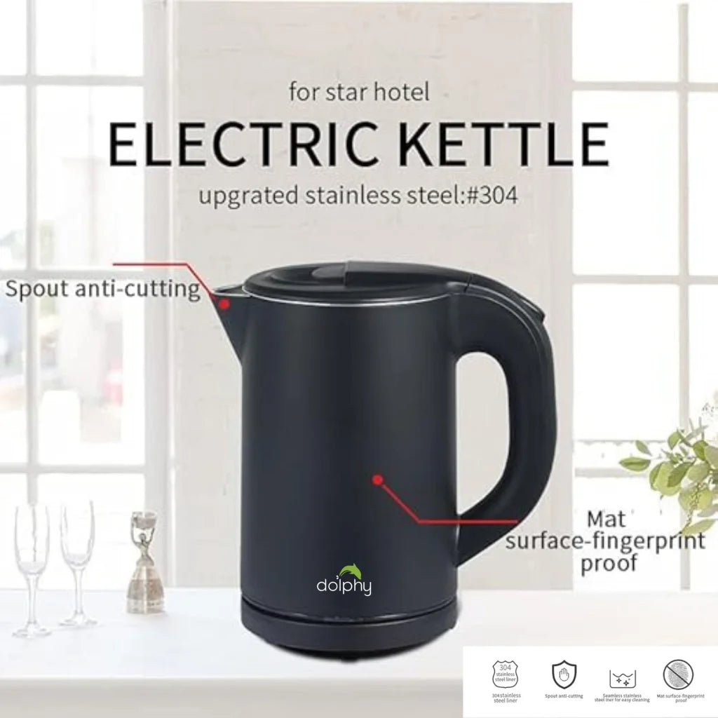 0.8L Stainless Steel Electric Kettle Black - Appliances >