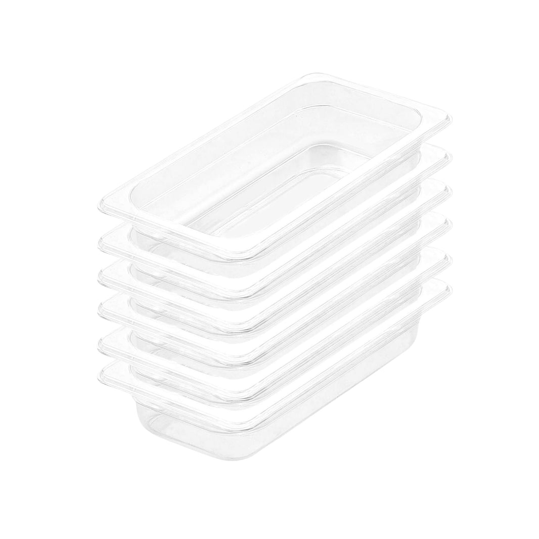 SOGA 65mm Clear Gastronorm GN Pan 1/3 Food Tray Storage Bundle of 6