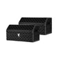 SOGA 2X Leather Car Boot Collapsible Foldable Trunk Cargo Organizer Portable Storage Box Black/White Stitch with Lock Medium