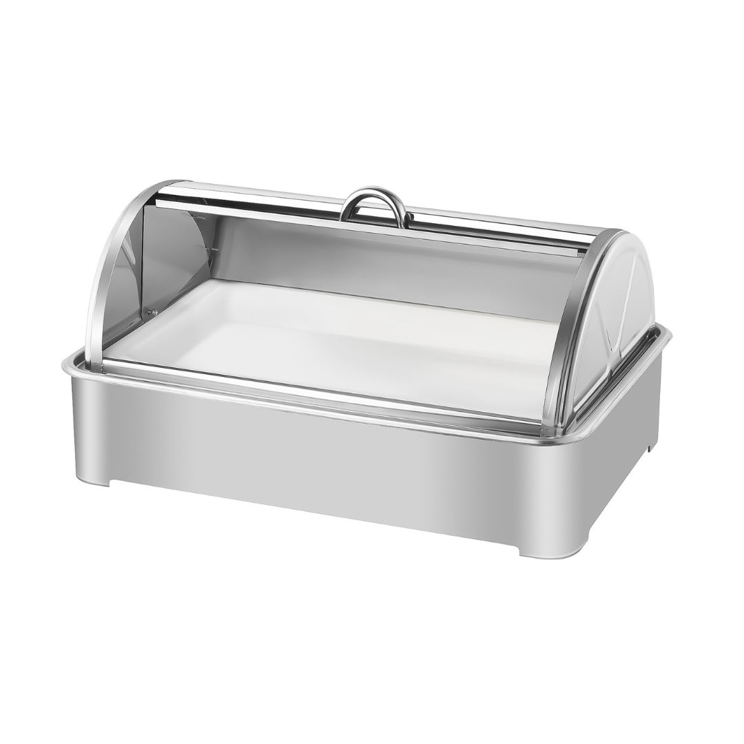 SOGA 59x38.5cm Silver Color Ceramic Serving Bowl Chafing Dish for Kitchen Essential