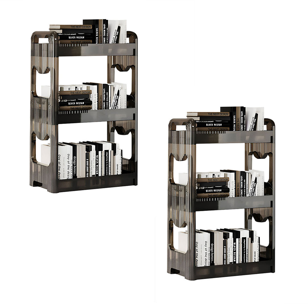 SOGA 2X 38x24cm Black 3 Tier Bookshelf & Cosmetic Storage Organizer Trolley Rack