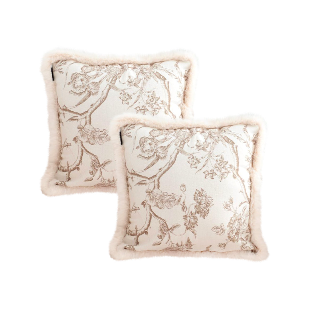 SOGA 2X 50cm Light Luxury French Style Printed Plush Pillow Set Throw Pillow
