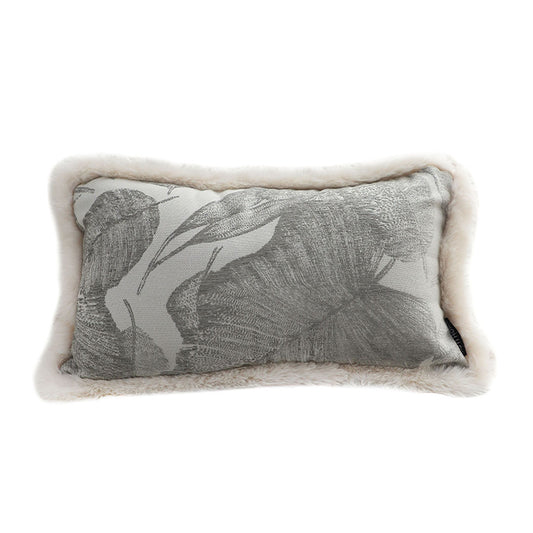 SOGA 35cm Wabi-sabi Rectangular Raised Embroidery Leaf & Lumbar Throw Pillow