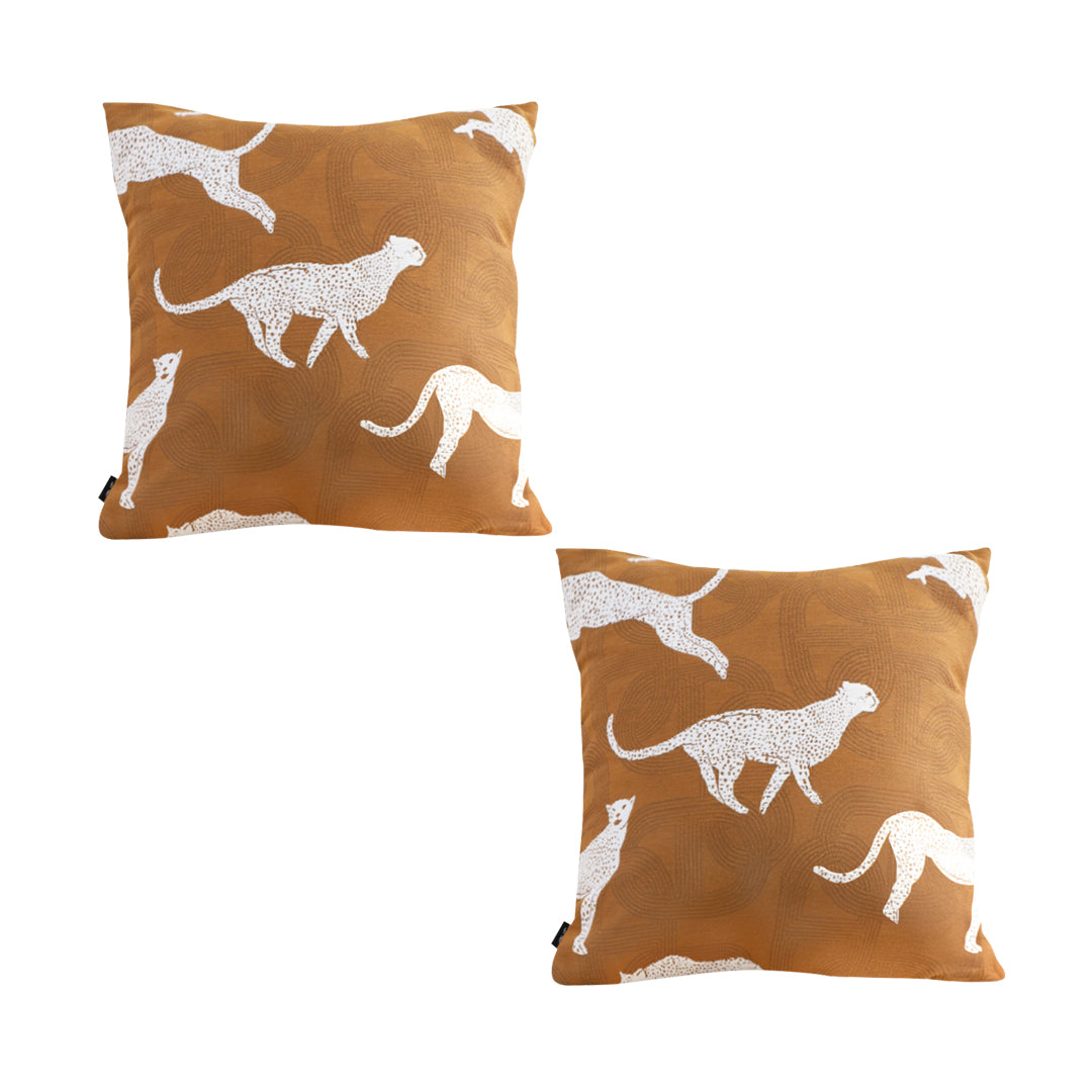 SOGA 2X 50cm Throw Pillow Brown and White Cheetah Animal Print for Home Décor