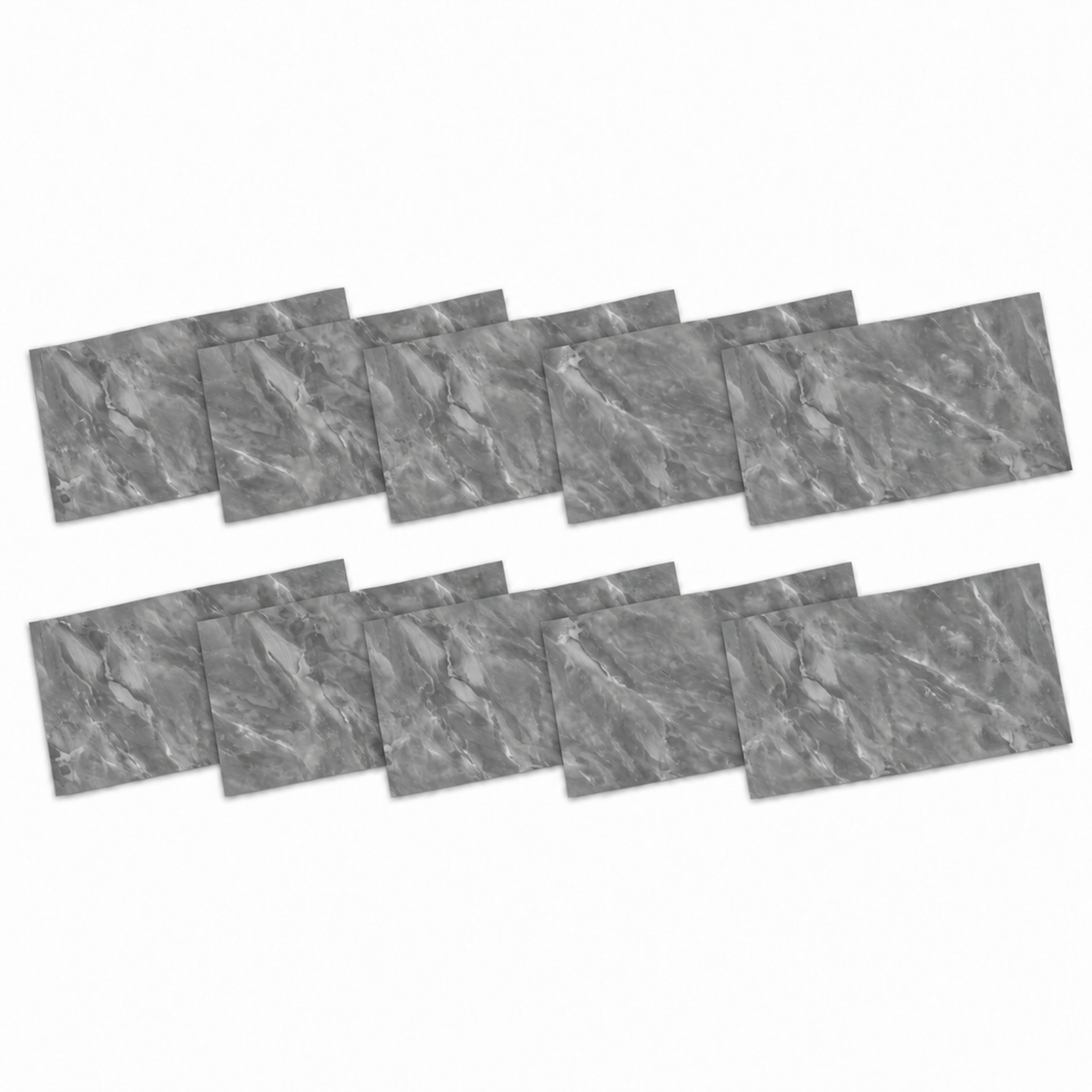 SOGA Peel & Stick Floor and Wall Tiles 30 x 60cm 10 Pack Grey Faux Marble