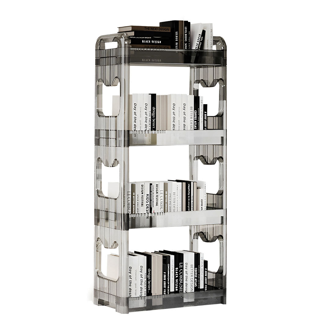SOGA 38x24cm Clear 4 Tier Bookshelf & Cosmetic Storage Organizer Trolley Rack