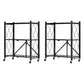 SOGA 2X 3 Tier Steel Black Foldable Kitchen Cart Multi-Functional Shelves Portable Storage Organizer with Wheels
