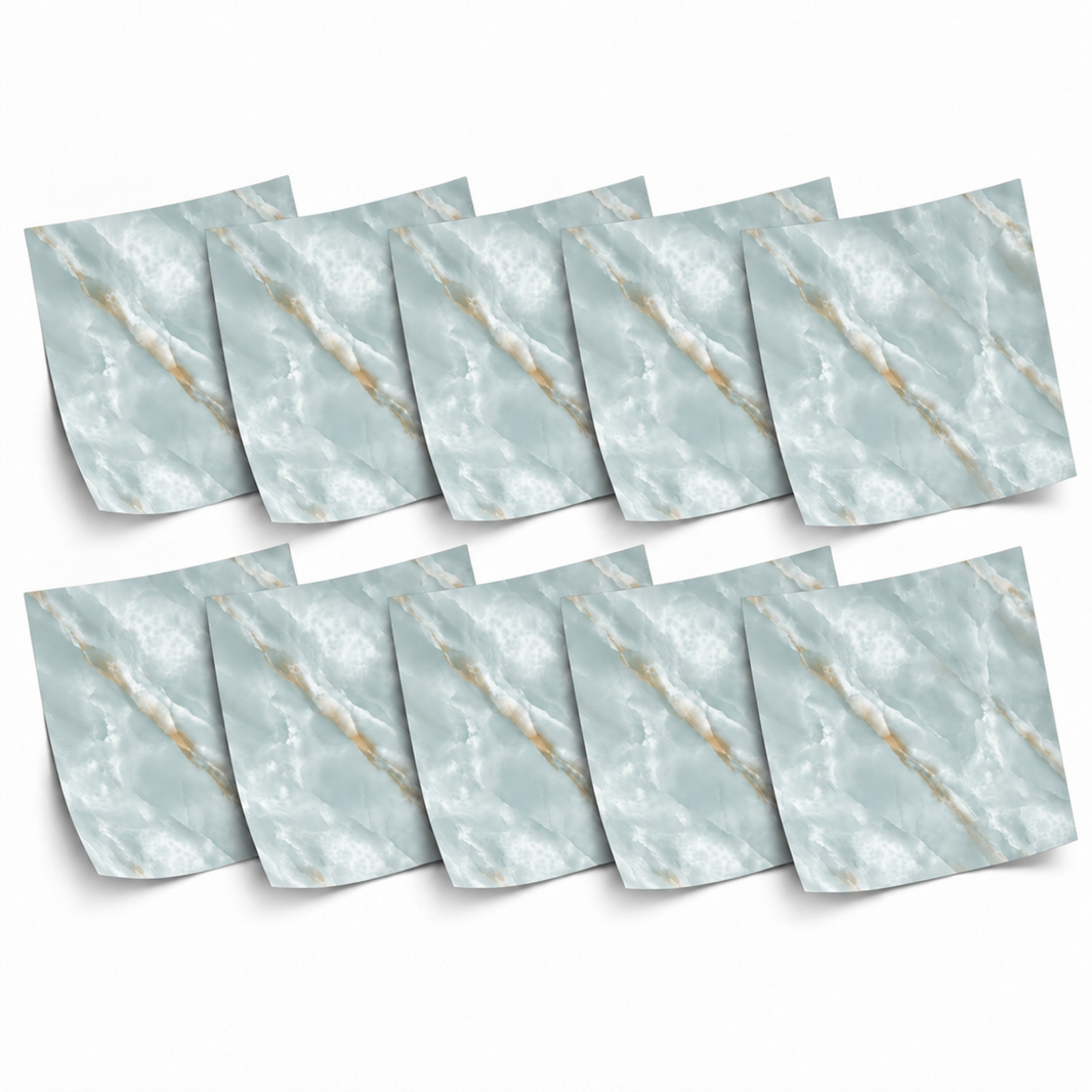SOGA Peel & Stick Floor and Wall Tiles 60 x 60cm 10 Pack Jade Faux Marble