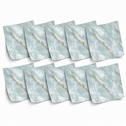SOGA Peel & Stick Floor and Wall Tiles 60 x 60cm 10 Pack Jade Faux Marble