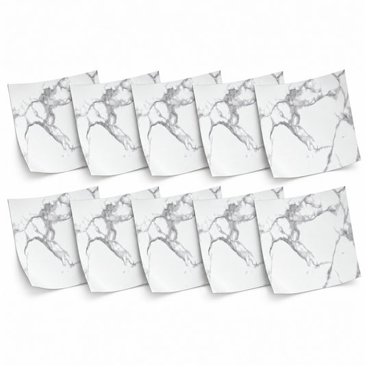 SOGA Peel & Stick Floor and Wall Tiles 60 x 60cm 10 Pack White Grey Faux Marble