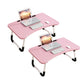 SOGA 2X Pink Portable Bed Table Adjustable Foldable Bed Sofa Study Table Laptop Mini Desk with Notebook Stand Card Slot Holder Home Decor