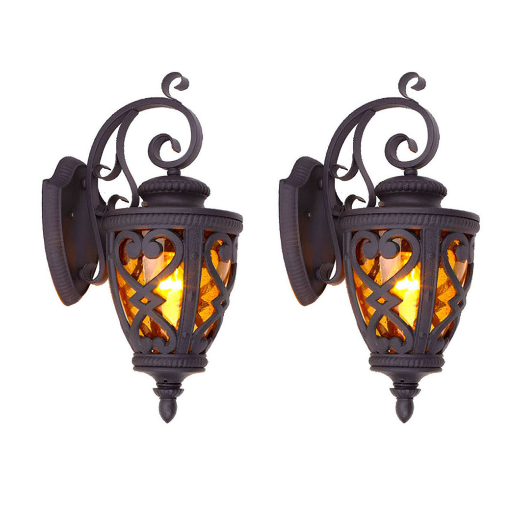 Vintage Lantern 2X 57cm Outdoor Antique Bronze Wall Sconce Classic Rustic Exterior Light Fixture